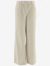 Pinko Cotton Blend Pants In Ivory