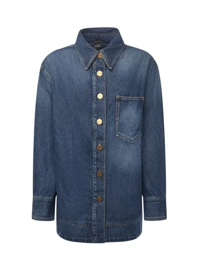 Pinko Cotton Blend Shirt In Blue