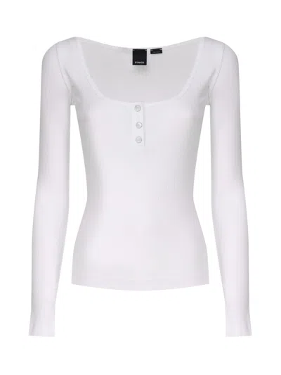 Pinko Cotton Blend Sweater With Wide Neckline In White
