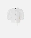 Pinko Cotton Blouse With Metal Buckles In Bright White