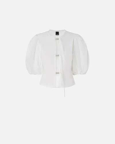 Pinko Cotton Blouse With Metal Buckles In Bright White