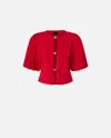 Pinko Cotton Blouse With Metal Buckles In Salsa Red