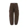 Pinko Solid Color Charango Cargo Jeans With Silver-tone Button 17c In Brown