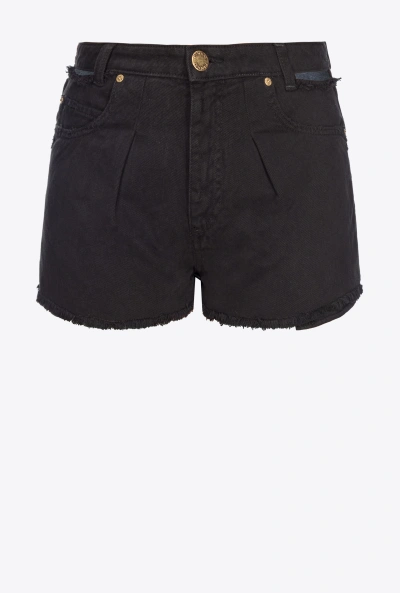 Pinko Cotton Bull Shorts In Noir Limousine