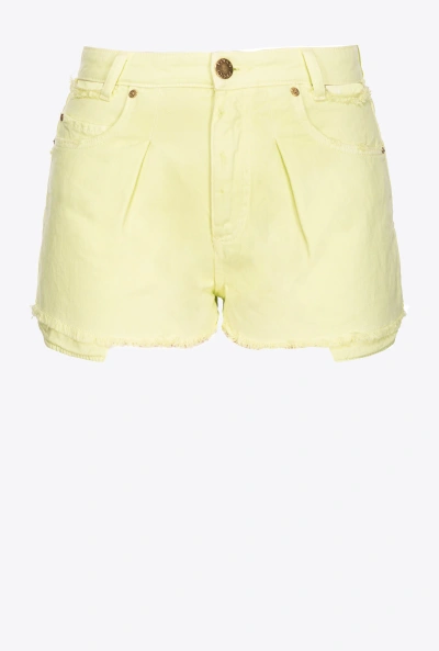 Pinko Cotton Bull Shorts In Pale Green
