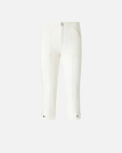 Pinko Cotton Canvas Capri Pants In Bright White