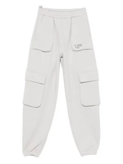Pinko Cotton Cargo Trousers In Gray
