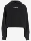 Pinko Cotton Cropped Sweatshirt With Logo In Black