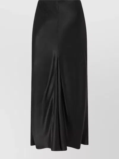 Pinko Cotton Draped High-waisted Skirt In Black