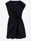 Pinko Cotton Dress With Pleated Skirt And Buttoned Shoulders