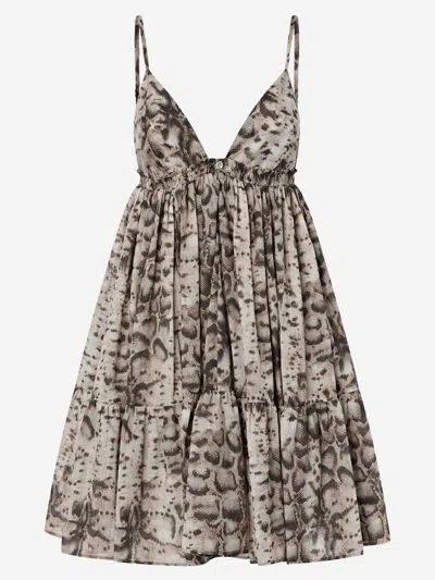 Pinko Cotton Dress With Animal Print In Brown