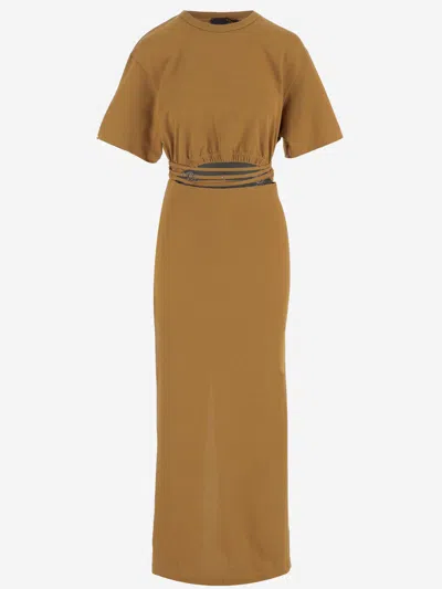 Pinko Cotton Dress With Cut Out Detail In Brown