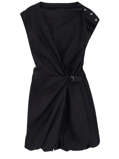 PINKO PINKO COTTON DRESS WITH PLEATED SKIRT AND BUTTONED SHOULDERS