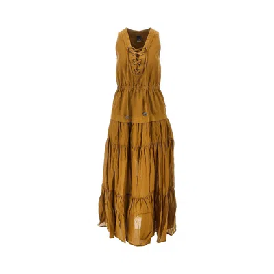 Pinko Casarsa Abito Voile E Gabardin In Brown