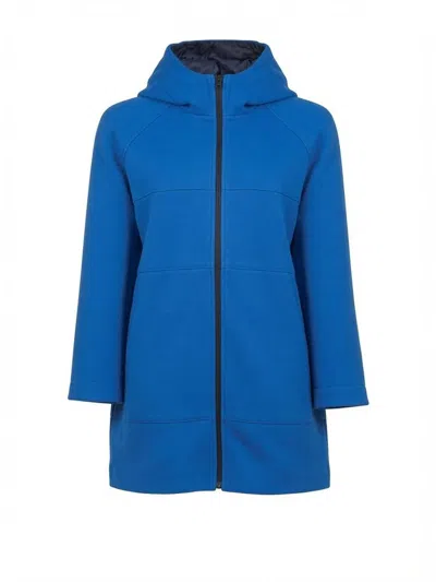 Pinko Cotton Hooded Coat In Blue