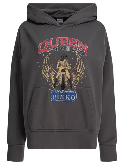 Pinko Cotton Hoodie In Gray