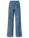 Pinko Loose Trousers In Light Denim Bandana Print In Blue
