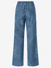 Pinko Loose Trousers In Light Denim Bandana Print In Denim