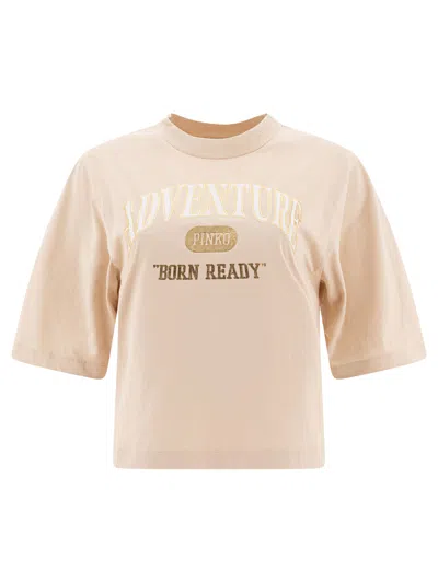 Pinko Cotton Logo T Shirt In Neutral