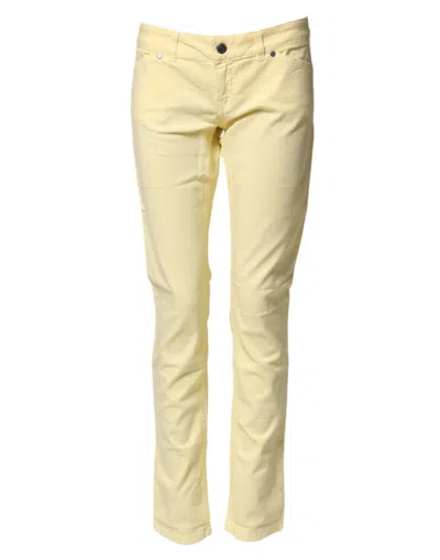 Pre-owned Pinko Cotton Low Waist Slim Fit Skinny Blue Casual Women's Jeans () In Yellow