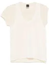 Pinko Semi-trasparent 'mark' T-shirt In White And Beige Cotton In Neutral