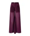 Pinko Cotton Palazzo Trousers With Pockets In Purple