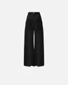 Pinko Cotton Palazzo Trousers With Pockets In Black