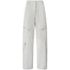 Pinko High-waisted Wide-leg Pants With Zippered Pockets In Gray