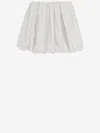 Pinko White Skirt With Pleated Details And Balloon Hem In Cotton Woman In White