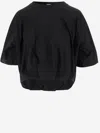 Pinko Black Crewneck Logo Cropped T-shirt In Black