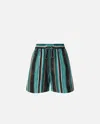 Pinko Chic Mini Shorts With Unique Stripe Print In Multi
