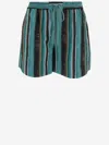Pinko Chic Mini Shorts With Unique Stripe Print In Gray