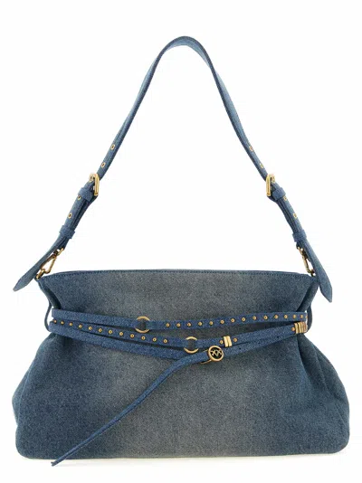 Pinko Cotton Shoulder Women's Bag In Blue