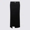 Pinko Jupe Longue Fendue En Denim Noir In Black