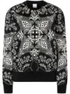 Pinko Cotton Sweatshirt With Bandana Print In Black