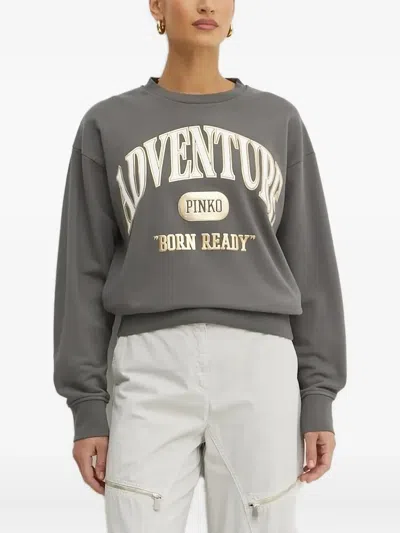 Pinko Cotton Sweatshirt In Gray