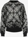 Pinko Cotton Sweatshirt With Bandana Print In Black