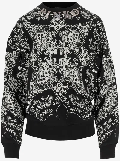 PINKO COTTON SWEATSHIRT WITH BANDANA PRINT