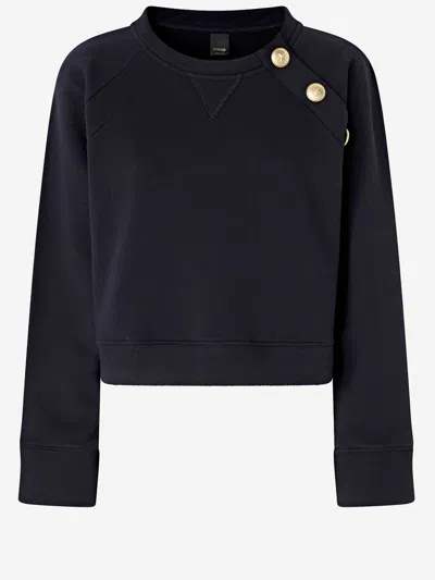 Pinko Cotton Sweatshirt With Buttons In Blue