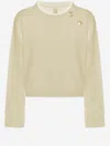 Pinko Cotton Sweatshirt With Buttons In Neutral