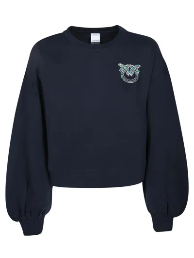 PINKO COTTON SWEATSHIRT WITH CRYSTALS