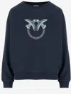 Pinko Nelly Sweatshirt With Love Birds Embroidery In Blue