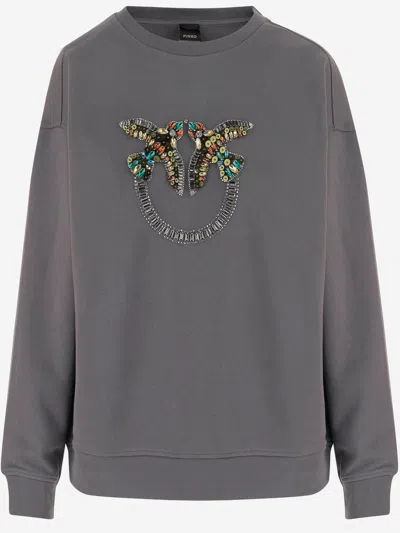 Pinko Cotton Sweatshirt With Logo In Multi