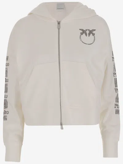 Pinko Cotton Sweatshirt With Logo In White
