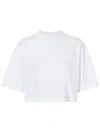 Pinko Short-sleeved Crop Top With Padded Shoulders In Weiss