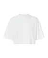 Pinko Short-sleeved Crop Top With Padded Shoulders In White