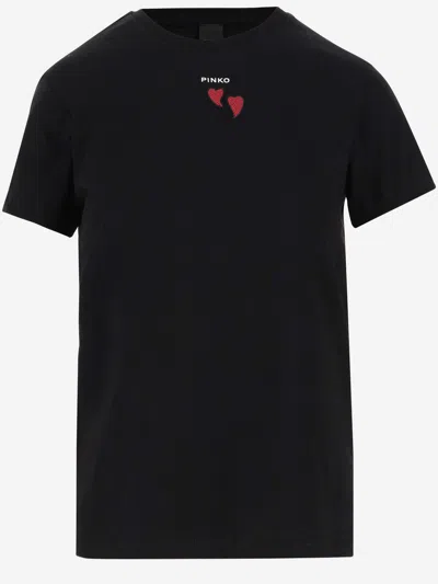 Pinko Cotton T-shirt With Logo In Black