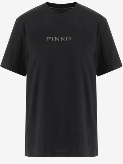 Pinko Cotton T-shirt With Logo In Black