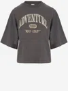 Pinko Cotton T-shirt With Logo Print In Marrone Scuro
