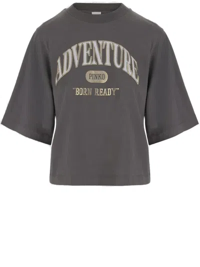 PINKO COTTON T-SHIRT WITH LOGO PRINT